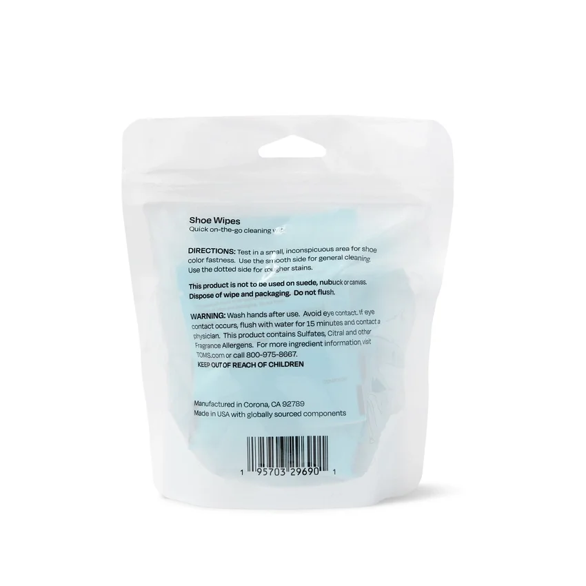 Unisex TOMS Shoe Cleaning Wipes 8 Pack Unisex TOMS Shoe Cleaning Wipes 8 Pack